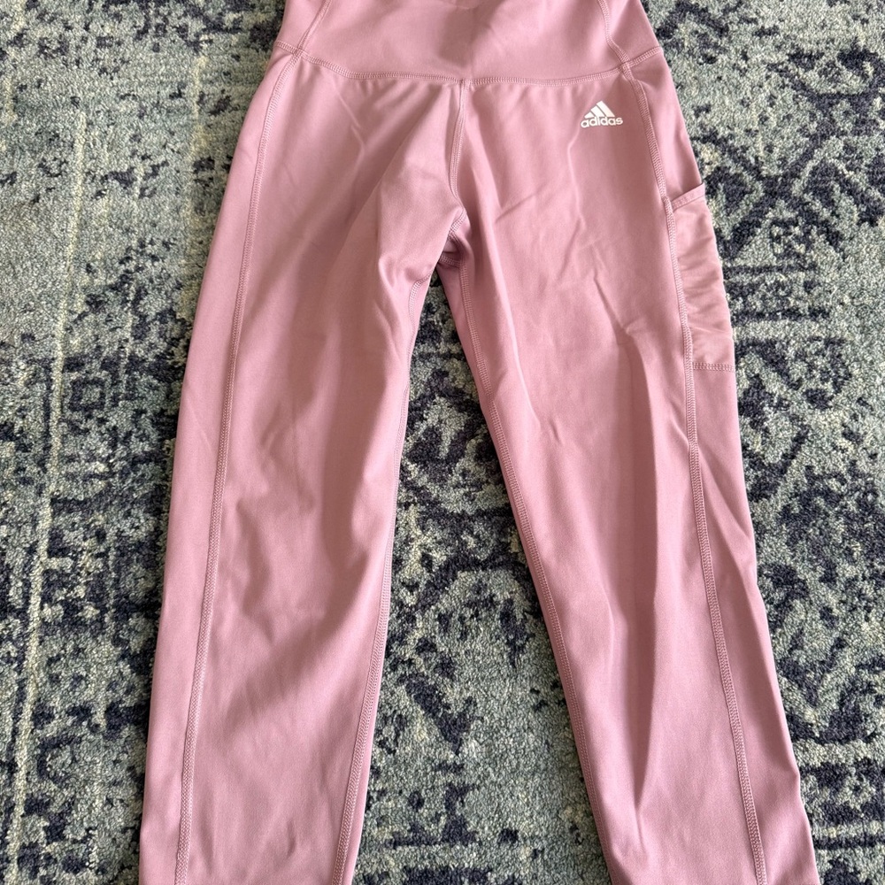 Women’s Adidas Pink Circuit High Waisted 7/8 Leggings With Mesh Pockets Size M - Picture 4 of 12